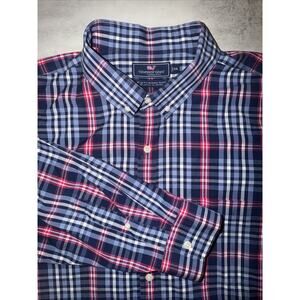 Vineyard Vines Men’s Slim Fit Murray Shirt Button Long Sleeve Blue Plaid XXL